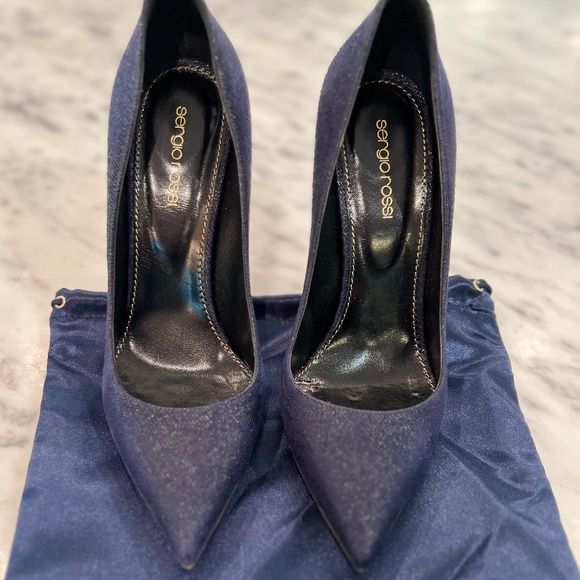 Sergio Rossi Sparkly Denim Pumps - Picture 1 of 6